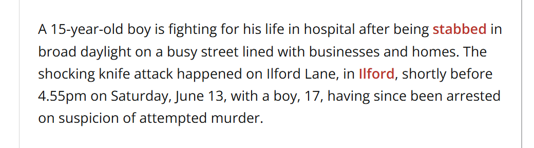 Ilford boy, 15, fighting for his life after broad daylight stabbing