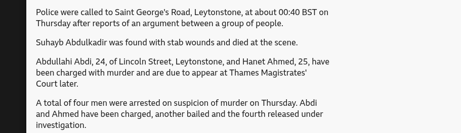 Two charged after man stabbed to death in Leytonstone